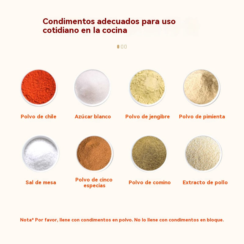 【Compra 2 y llévate 2 gratis】Recipiente medidor de sal tipo prensa de cocina, caja de condimentos, botella de condimentos de cocina