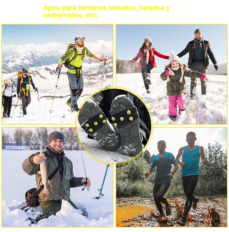 👴🚶🏔️❄️【Compra 1 y llévate 1 gratis】🔥Crampones invisibles antideslizantes de cinco dientes, cubrezapatos para exteriores, imprescindibles para caminar en la nieve, escalar montañas y rocas.