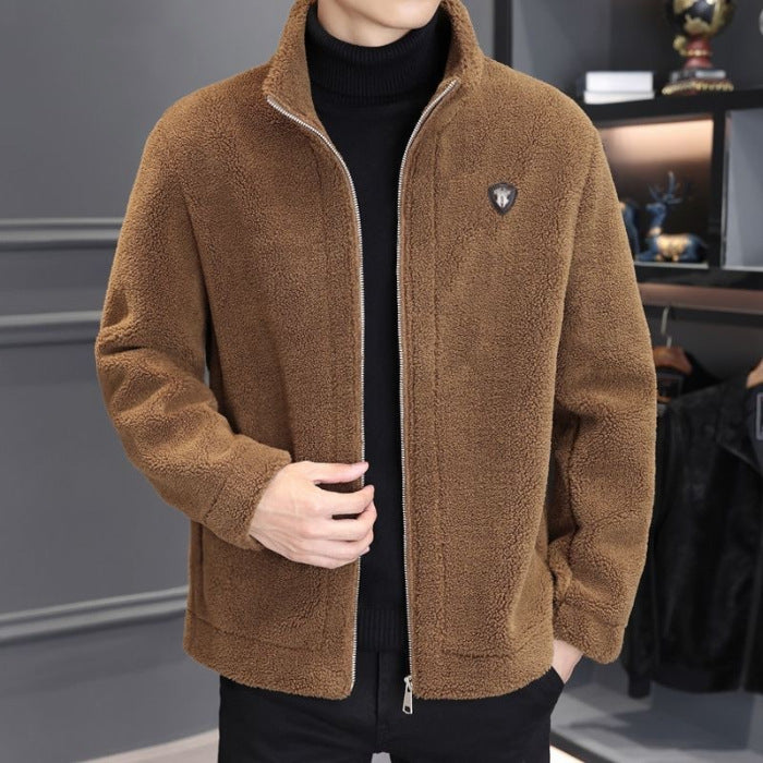 🔥【M-4XL】🐏Nová pánská zimní bunda z jehněčí kůže, silný teplý kabát pro volný čas
