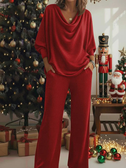 📢📢¡50% de descuento! Conjunto de dos piezas: cómoda camisa de franela y pantalón con elástico en el cuello.