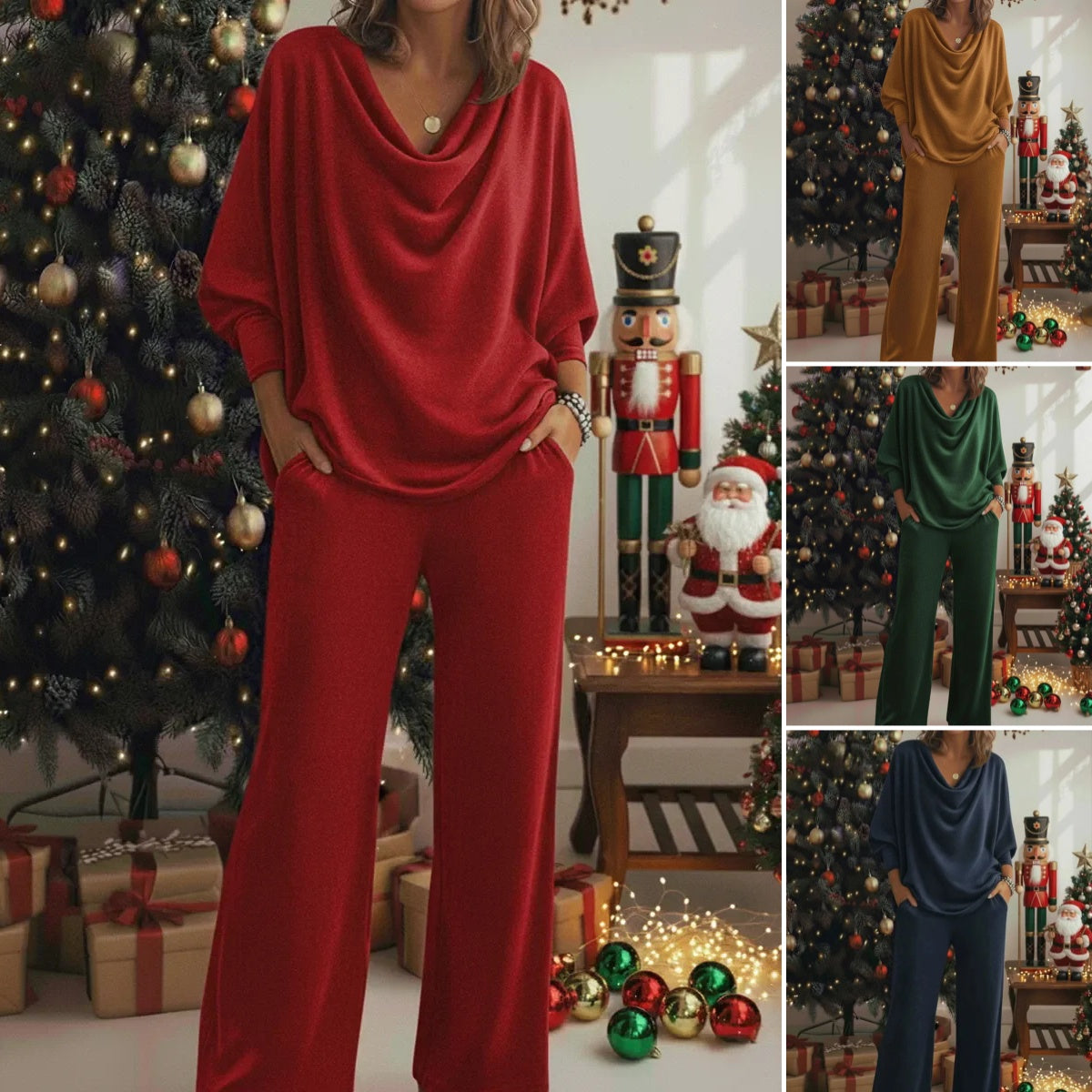 📢📢¡50% de descuento! Conjunto de dos piezas: cómoda camisa de franela y pantalón con elástico en el cuello.