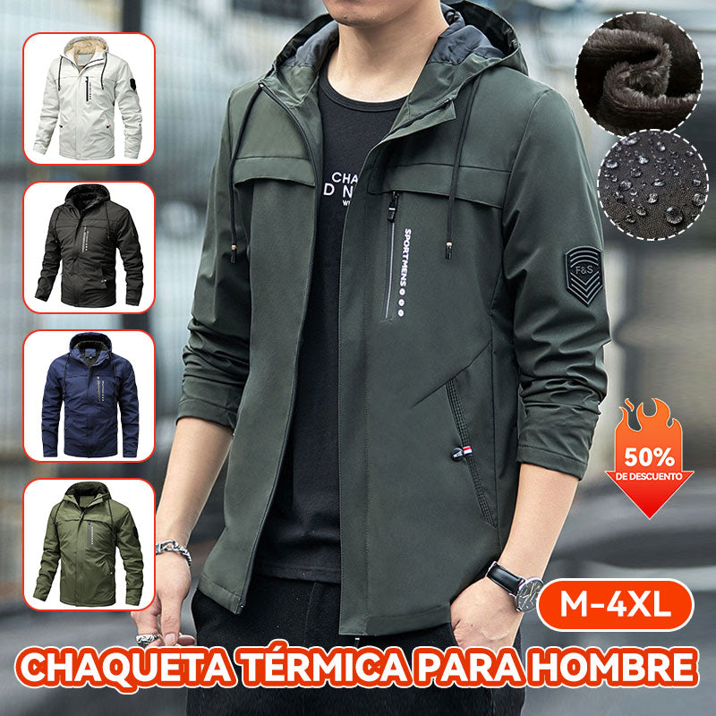 【50% de descuento】 [M-4XL] Chaqueta gruesa con capucha y cortavientos para hombre, otoño e invierno, para actividades al aire libre, informal, 2026
