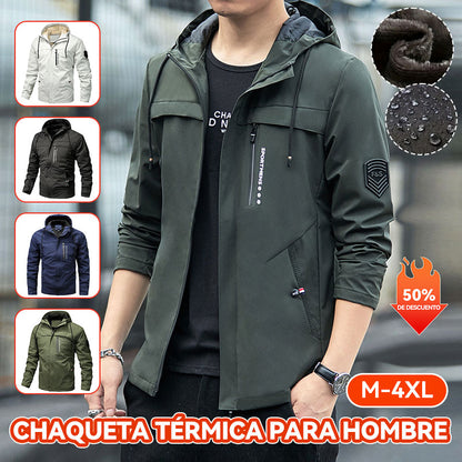 【50% de descuento】 [M-4XL] Chaqueta gruesa con capucha y cortavientos para hombre, otoño e invierno, para actividades al aire libre, informal, 2026