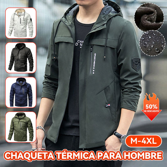 【50% de descuento】 [M-4XL] Chaqueta gruesa con capucha y cortavientos para hombre, otoño e invierno, para actividades al aire libre, informal, 2026