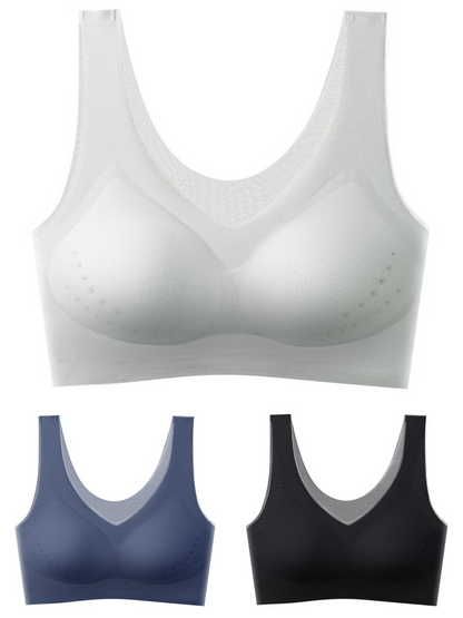 ❄️🧊【Oferta limitada】✨【Juego de 3 piezas】【40–120KG】Sujetador push-up de seda helada 2026 – sin costuras, ligero y transpirable ❄️💃【Comodidad diaria máxima】