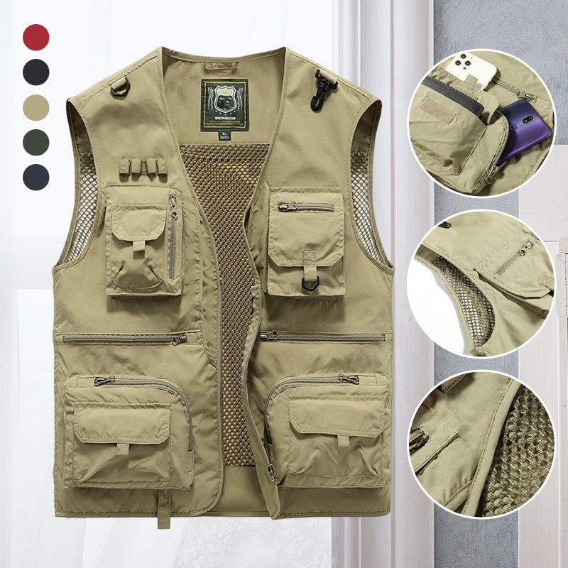 😎【S-5XL】Chaleco multibolsillos para ropa de trabajo al aire libre de verano.
