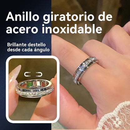 🔥【Compra 1 y llévate 1 gratis】✨Anillo Giratorio con Brillo de Cielo Estrellado para Mujer Lujo Ligero Pareja Acero Titanio