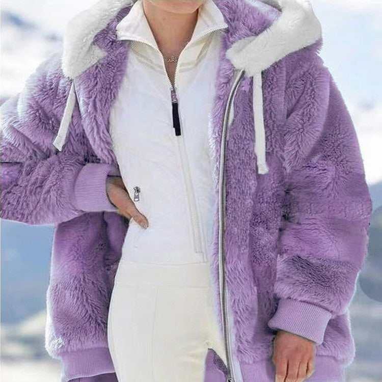 ☃️Omejen 50 % popust❄️[S-5XL] Ženska jakna 2025 s kontrastnimi črtami iz debele plišaste tkanine