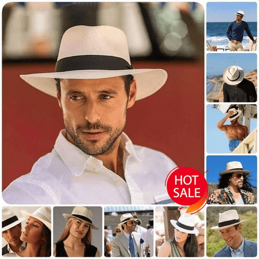 🌿 Oferta especial 【56-58 cm】Sombrero artesanal de palma de Ecuador