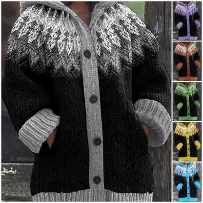 【S~5XL】✨ Elegantiška, spalvinga retro stiliaus striukė su gobtuvu