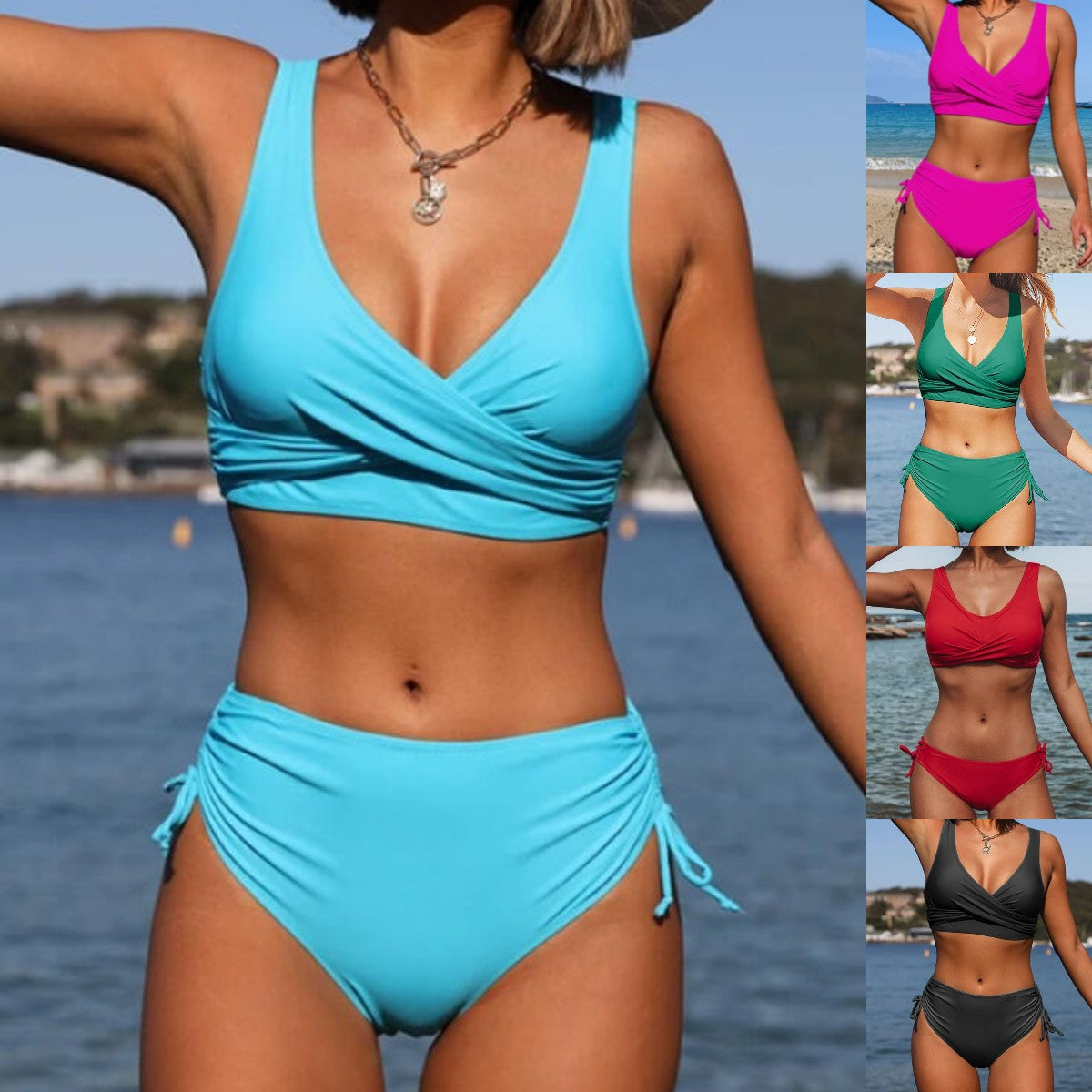 🏖️👙【Descuento por nuevo producto】🌴【S-3XL】Nuevo bikini para mujer, de color liso, sencillo, de secado rápido, cómodo y transpirable para el verano