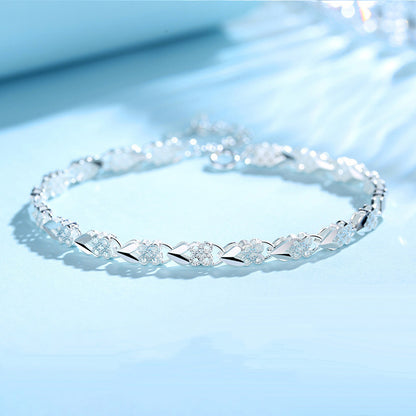 😀👉【¡Compra uno y llévate otro gratis!】💖🍀Me encanta la nueva pulsera de plata 925 con trébol de cuatro hojas para mujer, ¡a la moda!【50% de descuento】