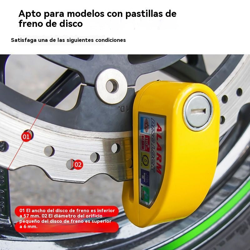 🏍️💨Nuevo bloqueo de freno de disco para motocicleta recientemente actualizado con capacidad de carga, alarma antirrobo y función de bloqueo del freno de disco.