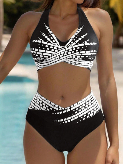👙【Descuento 50% fuera de temporada💥】【L–5XL】👉 Bikini de dos piezas para mujer en tallas grandes ✅ Cintura alta ✅ Alta elasticidad