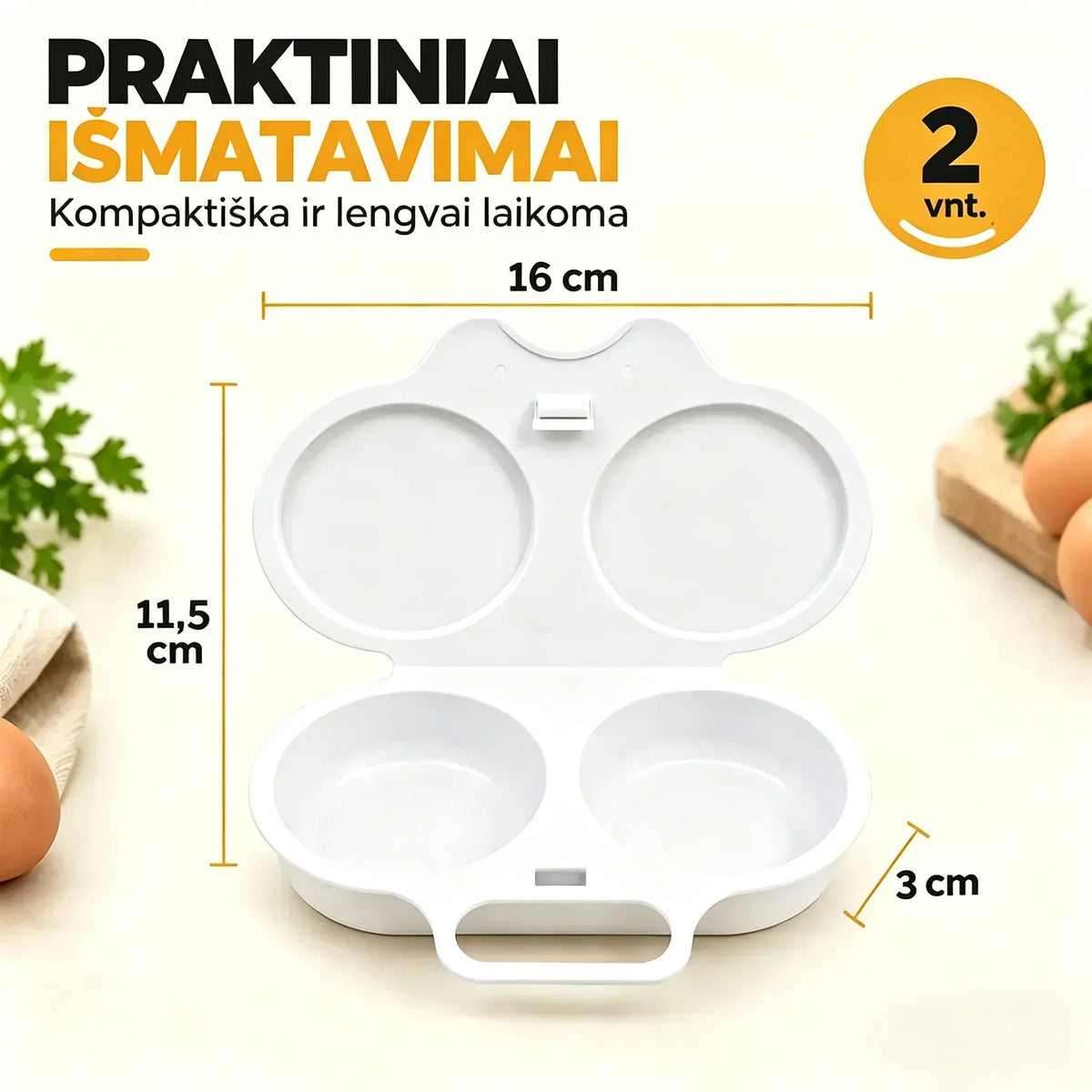 🎁 2 vnt. tik už 25 €! 💥 Mikrobangų kiaušinių viryklė – 2 kiaušiniai vienu metu, neprideganti ir lengvai valoma! 🍳🏠