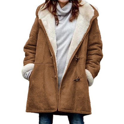🥼🔥【Omejena ponudba 50%】💖[S-5XL] Nova modna topla ženska jakna s kapuco iz leta 2025 s podlogo iz semiša in volne