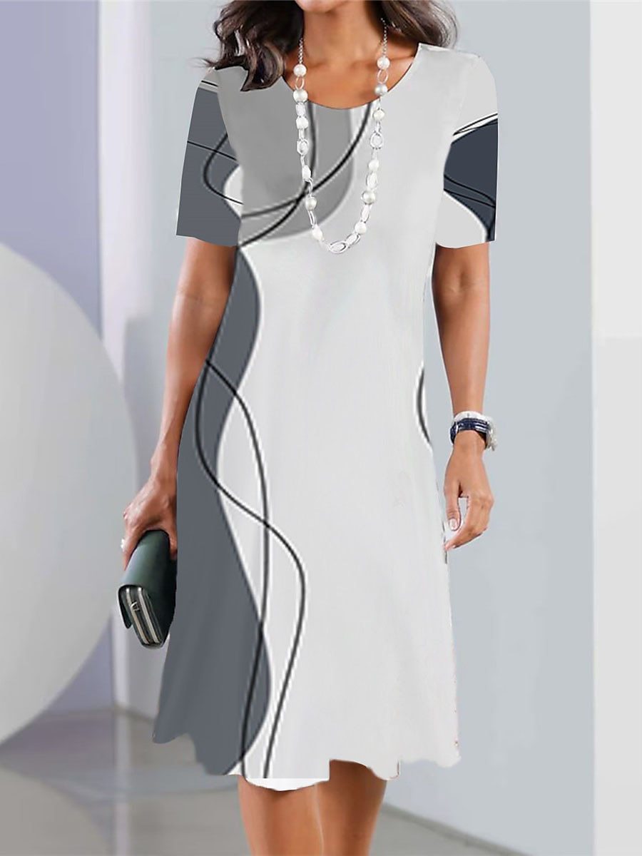 🔥【Jarní výprodej】👗【XS-5XL】Sexy šaty 2025 s potiskem a kulatým výstřihem pro ženy
