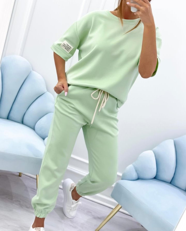 🔥Conjunto casual de top y pantalón liso para mujer