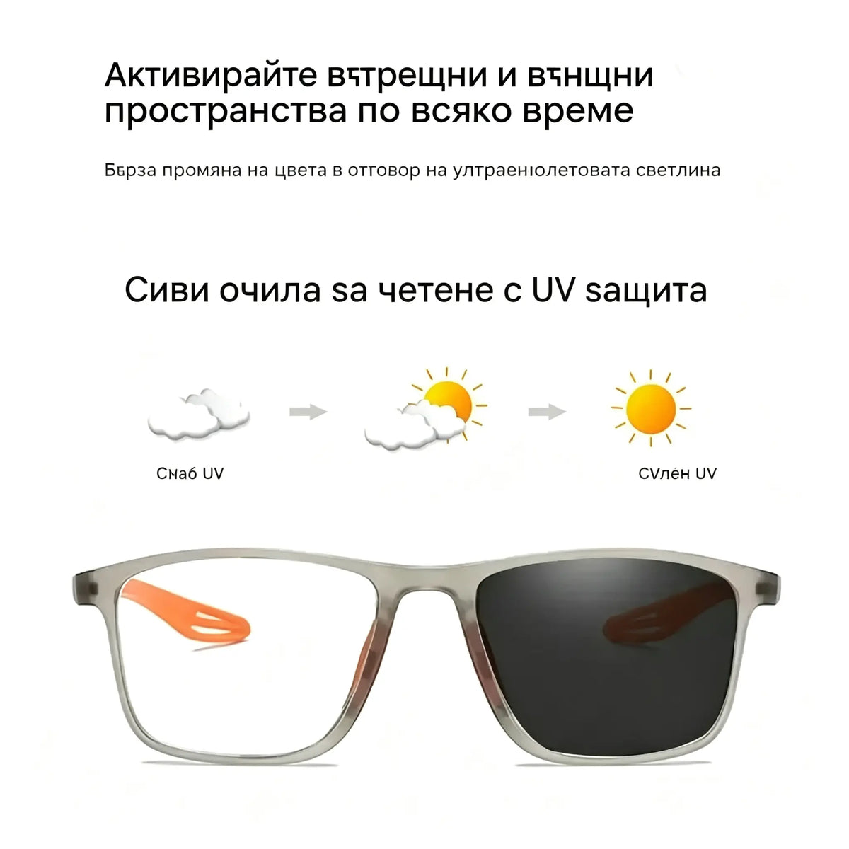 🕶️Ултралеки очила за четене с висока разделителна способност, които потъмняват при излагане на светлина, специално проектирани за възрастни хора.