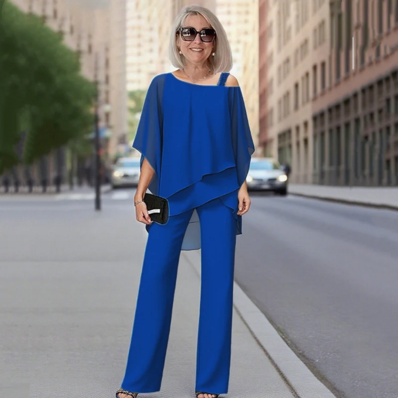 ⏳Oferta por tiempo limitado⏰【50-120KG】👚👖Conjunto de dos piezas para mujer, conjunto de hombros descubiertos agradable para la piel✅【Top + Pantalones】
