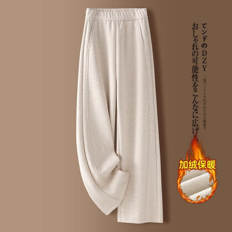 👖【M-2XL】Nuevos pantalones de pierna ancha de corte entallado de otoño/invierno confeccionados en cachemir sintético