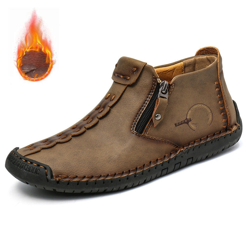 🥾Изцяло ръчно изработени мъжки ботуши Martens от естествена кожа (38-48), с подплата от пух и цип – топли, удобни и елегантни, подходящи за зимата.