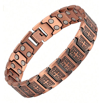 ✨Compre 1 y llévese 1 gratis 💪 Pulsera antigua de cobre rojo con tallado exquisito, pulsera retro y elegante con imán completo en forma de cruz