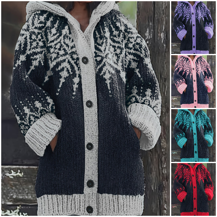 🔥【високо качество】【S~5XL】❄Елегантно ретро яке с качулка в цвят снежинка