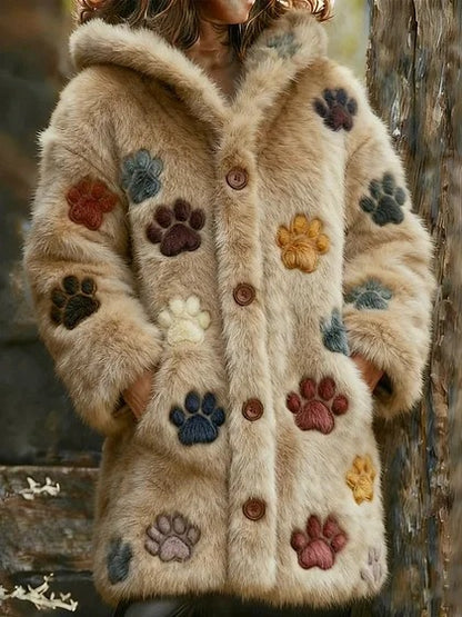 🔥🐾【descuento por tiempo limitado -50%】 Abrigo con capucha para mujer, elegante y adorable, con estampado de animales, ideal para otoño e invierno 🧥✨