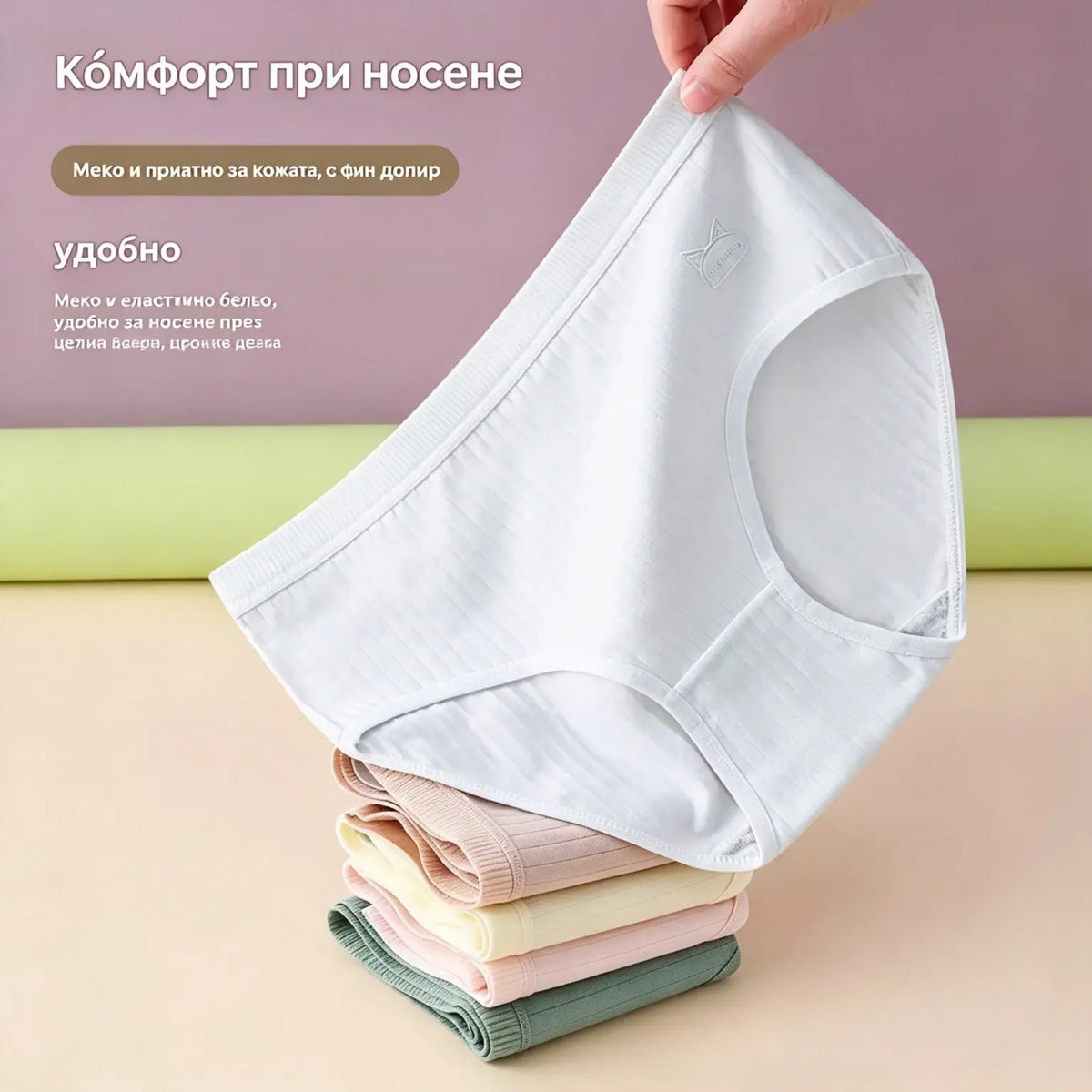 💓(7 бр.) Последният ден с 50% отстъпка -- Дамско бельо с висока талия, с прост и усъвършенстван антибактериален ефект, за жени с тегло 35–90 кг