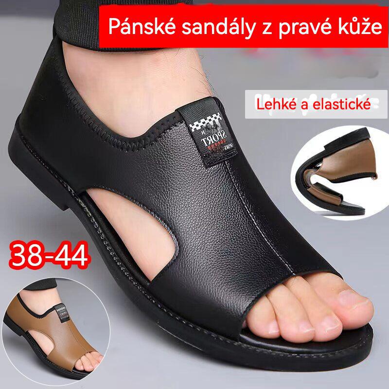 ✅ 【Dobrá kvalita】【38-44】2025 Letní pánské kožené prodyšné duté protiskluzové sandály pro volný čas