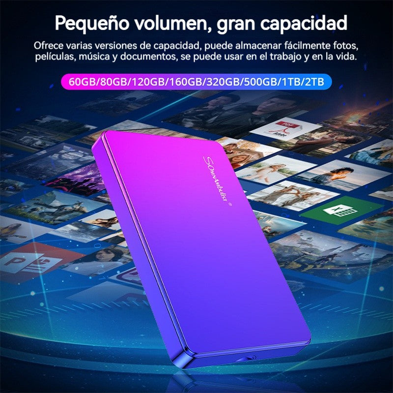 【80GB】Disco duro portátil gran capacidad y almacenamiento fácil de transportar