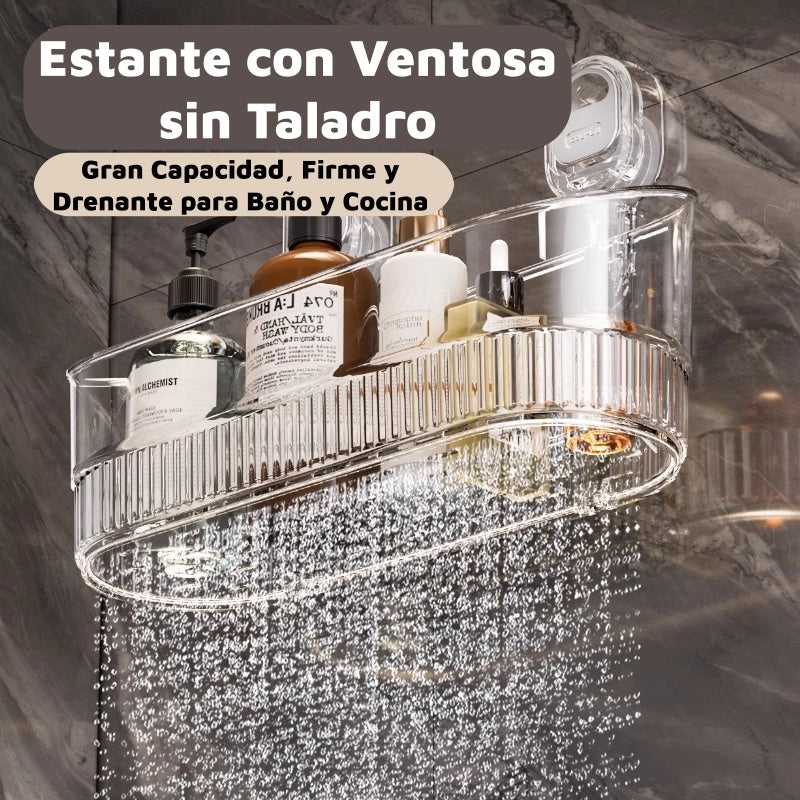 【Compra 1 y llévate 1 gratis】🧲 Estante con Ventosa sin Taladro – Gran Capacidad, Firme y Drenante para Baño y Cocina ✨