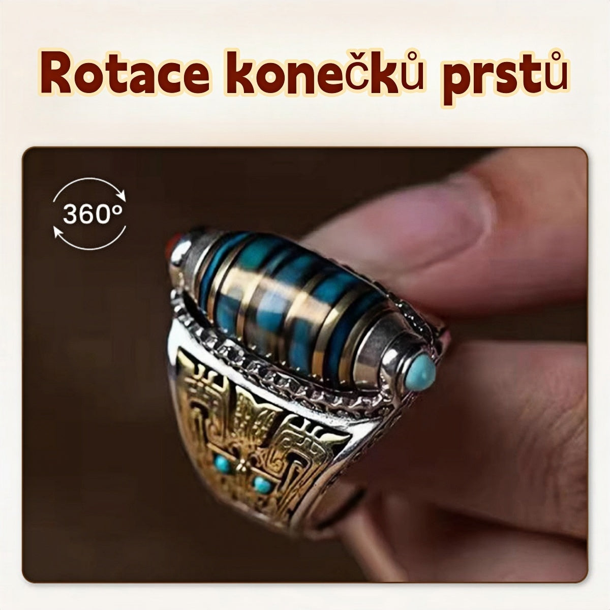 [Koupit 1 a získat 1 zdarma] 925 Sterling Silver Tyrkysové Mantra Transfer Beads Šestimístný kroužek（Nastavitelná velikost otvoru）-3844357
