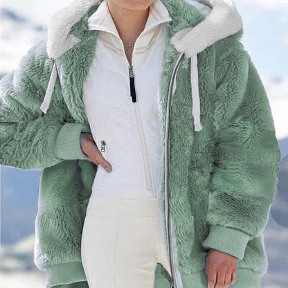 ☃️Omejen 50 % popust❄️[S-5XL] Ženska jakna 2025 s kontrastnimi črtami iz debele plišaste tkanine