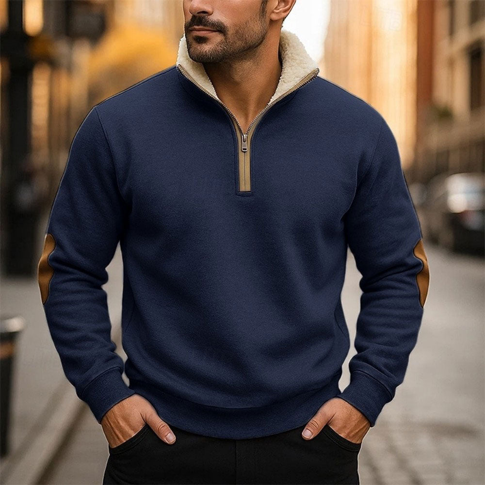 🔥【50% de descuento】Sudadera vintage con bordado y media cremallera  cómoda y con estilo