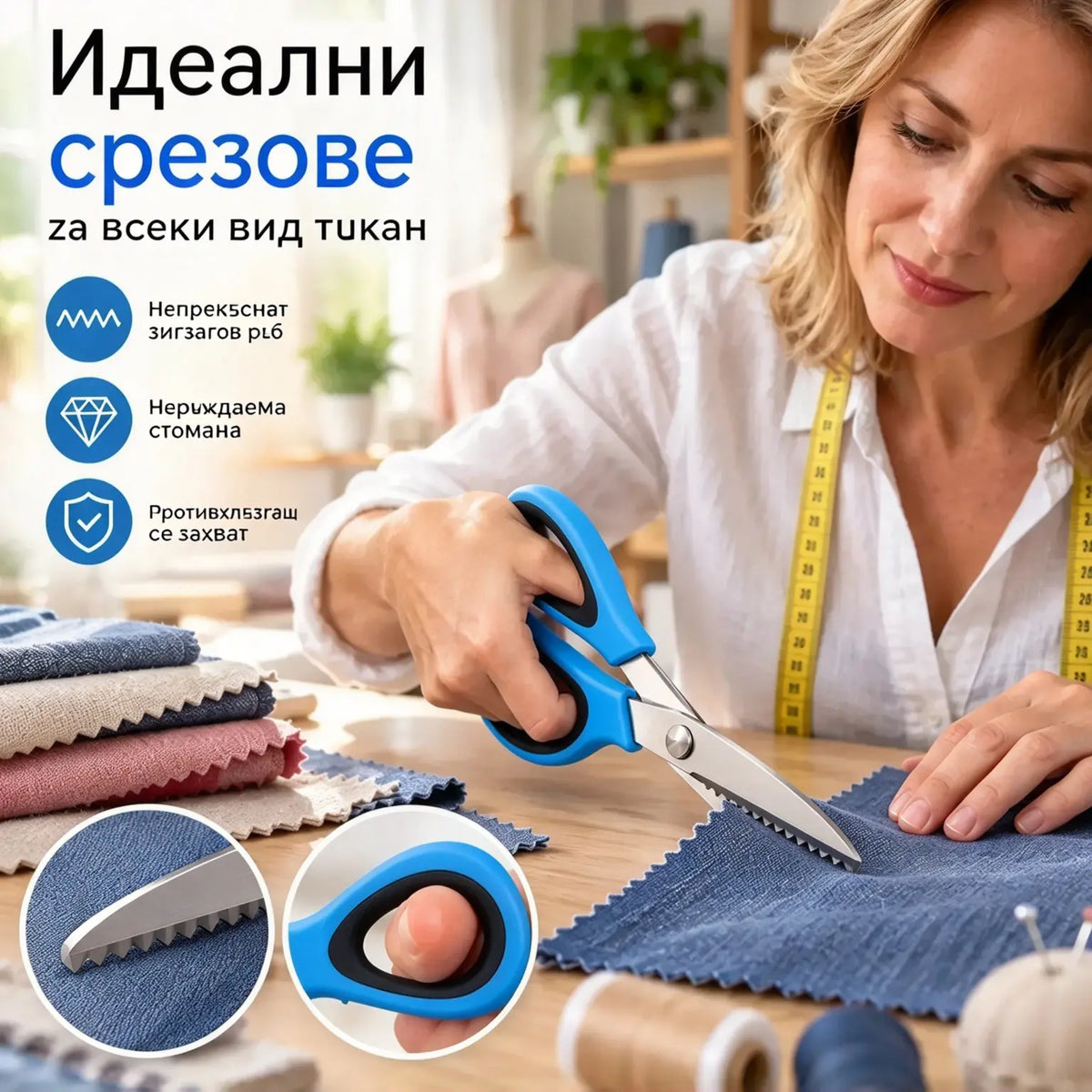 🔥Купи 1 и ще получиш 1 безплатно✂️ Професионални ножици със зъбци – Остри ножици със зъбци