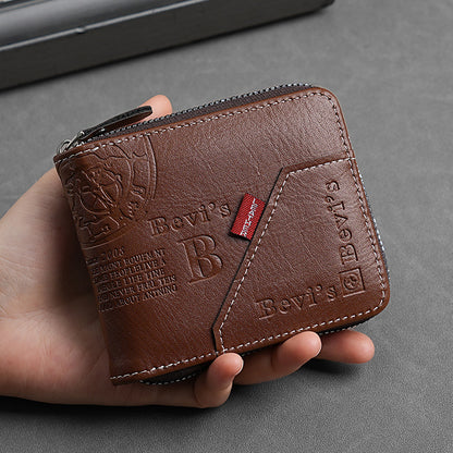 🔥🔥【Compre 1 y obtenga 1 gratis】Nueva y elegante cartera corta con cremallera de estilo retro para hombre.
