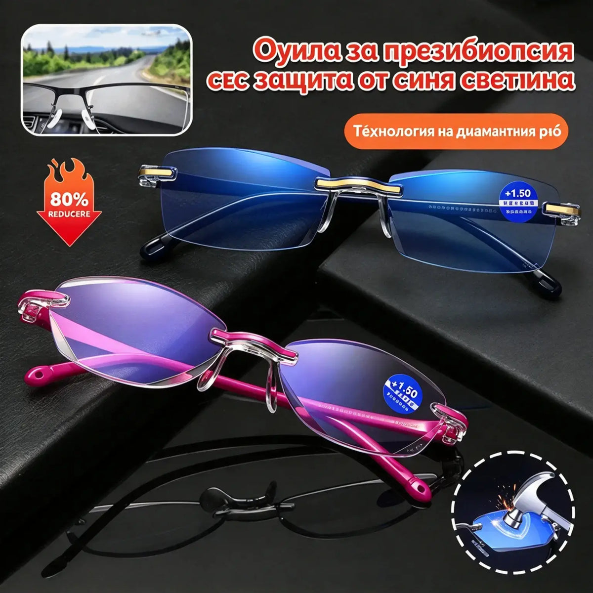 🔥1+1 безплатно🔍👀 Ясно виждане отблизо и отдалеч | Очила за четене с автоматично фокусиране👓