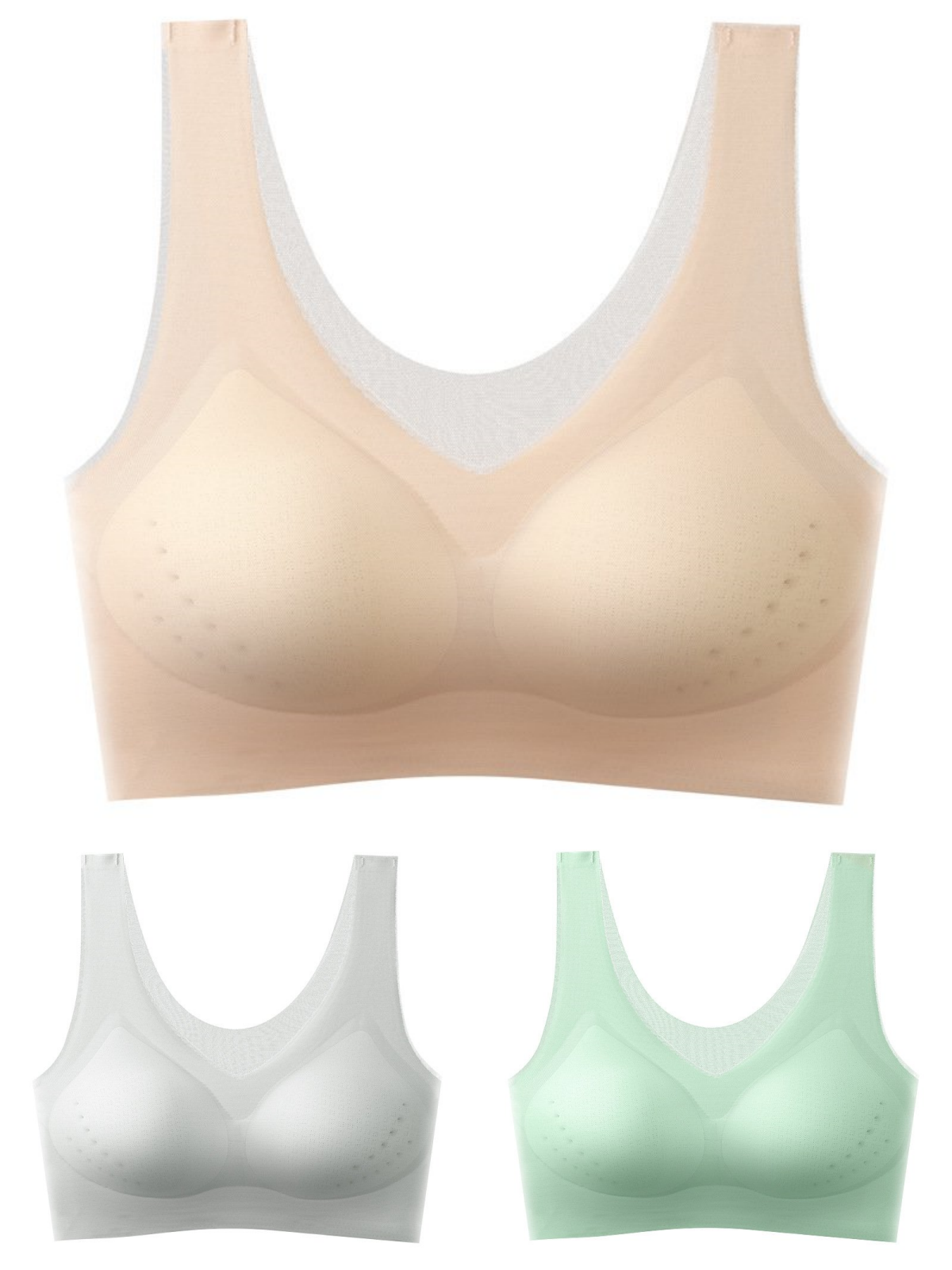 ❄️🧊【Oferta limitada】✨【Juego de 3 piezas】【40–120KG】Sujetador push-up de seda helada 2026 – sin costuras, ligero y transpirable ❄️💃【Comodidad diaria máxima】