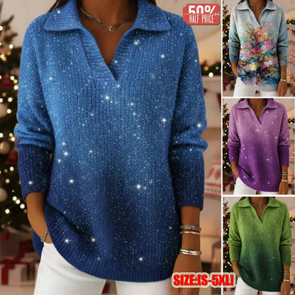 🔥【S-5XL】Suéter de punto de ensueño con estampado de cielo estrellado degradado