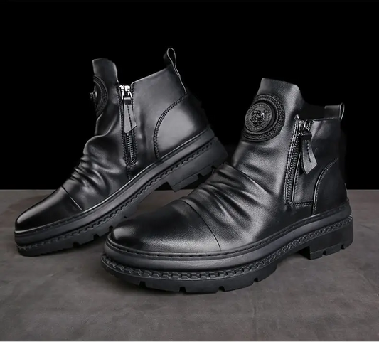 ⏳Novi jesenski in zimski modeli 【39-44】 Novi moški usnjeni škornji, visokokakovostno goveje usnje, ročno izdelani.