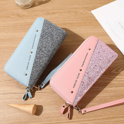 🔥【Compra 1 y recibe 1 gratis】👛 Billetera para mujer de gran capacidad con doble cremallera y diseño moderno en contraste