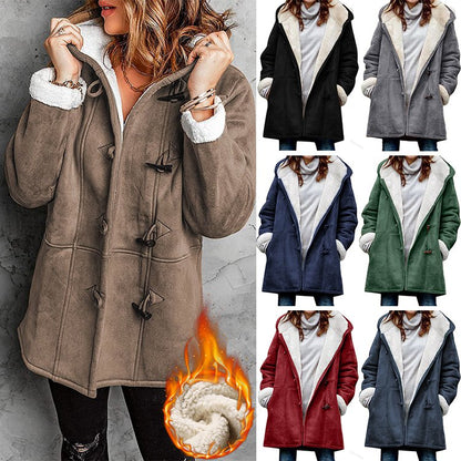 🥼🔥【Omejena ponudba 50%】💖[S-5XL] Nova modna topla ženska jakna s kapuco iz leta 2025 s podlogo iz semiša in volne