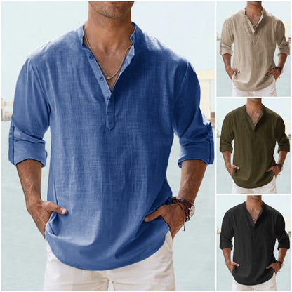 🤩【S-5XL】Camisa de manga larga para hombre, material de algodón y lino.