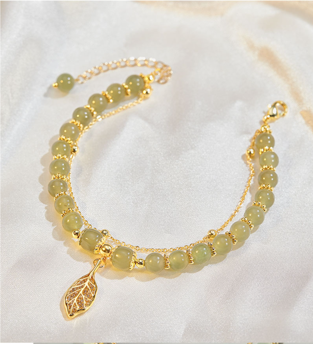 ✨【Купете един, получете един безплатно】Двуслоен дамски гривна с форма на листо от кайсия, нов модел 2025, елегантен подарък за любимата