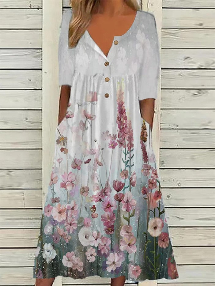 【S-3XL】🌺👗2025 Hot sale nové módní dámské šaty s potiskem kapes