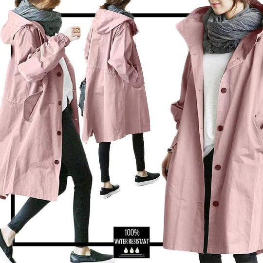 🌾✨【S-5XL】Nueva gabardina casual de mujer con mangas largas y capucha