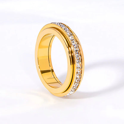 🔥【Compra 1 y llévate 1 gratis】✨Anillo Giratorio con Brillo de Cielo Estrellado para Mujer Lujo Ligero Pareja Acero Titanio
