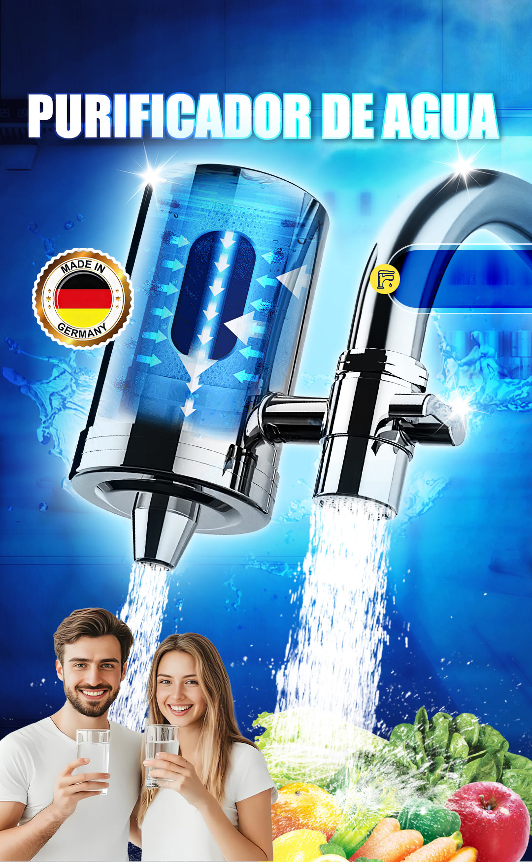 🔥【Pago contra reembolso】🏆Purificador de agua para grifos domésticos de acero inoxidable sin instalació